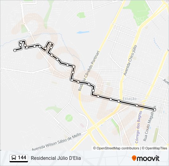 Mapa da linha 144 de ônibus