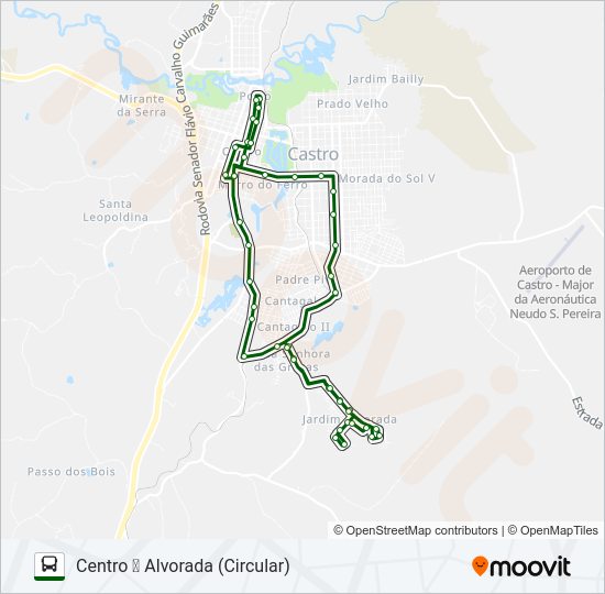 Mapa da linha L05 CENTRO / ALVORADA de ônibus