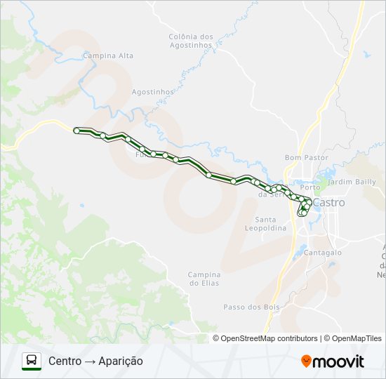 Mapa da linha L06 CENTRO / APARIÇÃO de ônibus