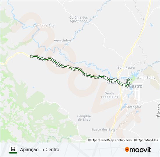 Mapa da linha L06 CENTRO / APARIÇÃO de ônibus