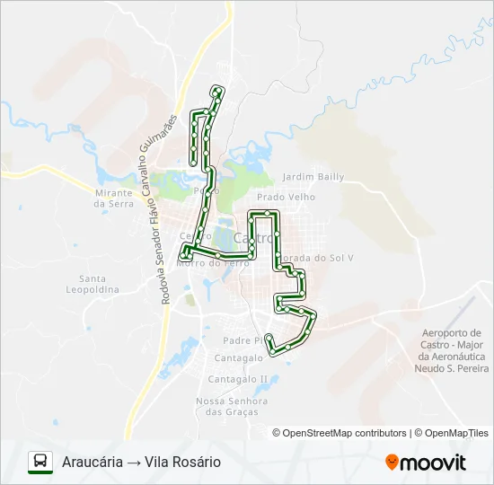 L03 ARAUCÁRIA / VILA ROSÁRIO (VIA VILA RIO BRANCO) Bus Line Map