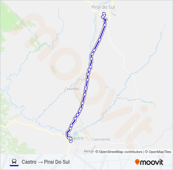 Mapa da linha 1006-44 CASTRO / PIRAÍ DO SUL de ônibus