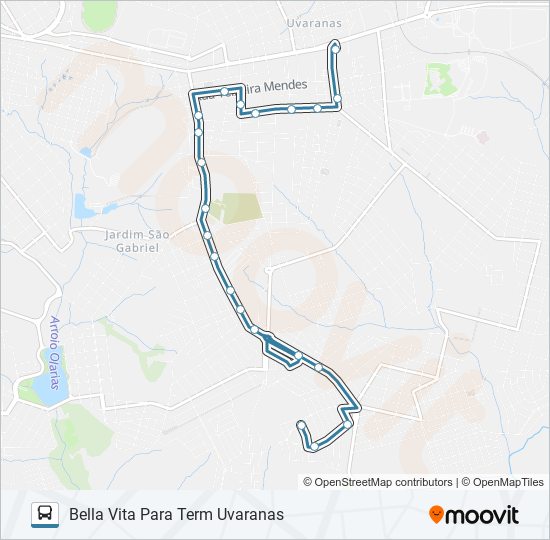 Mapa da linha 136 VICENTINA de ônibus