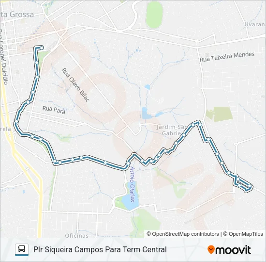 052 PLR SIQUEIRA CAMPOS / TERMINAL CENTRAL Bus Line Map