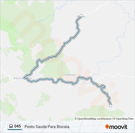 Mapa da linha 045 de ônibus