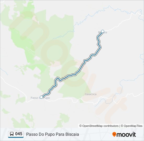 Mapa da linha 045 de ônibus