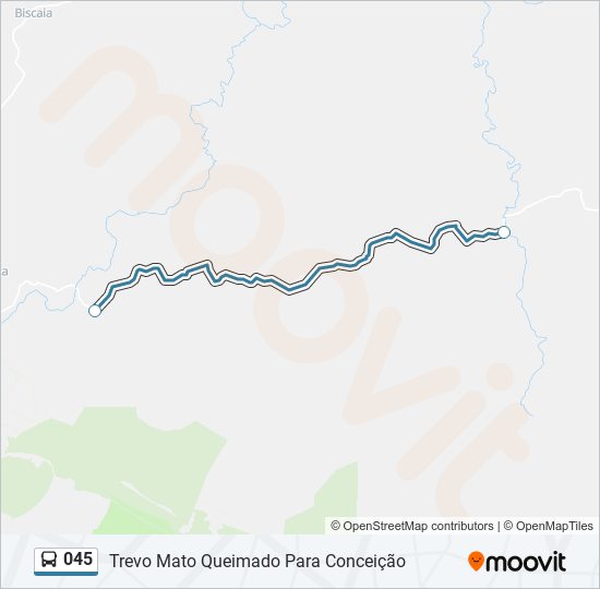 Mapa da linha 045 de ônibus