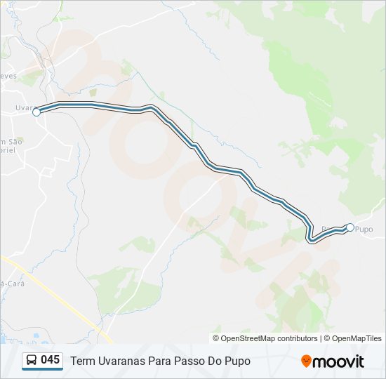 Mapa da linha 045 de ônibus
