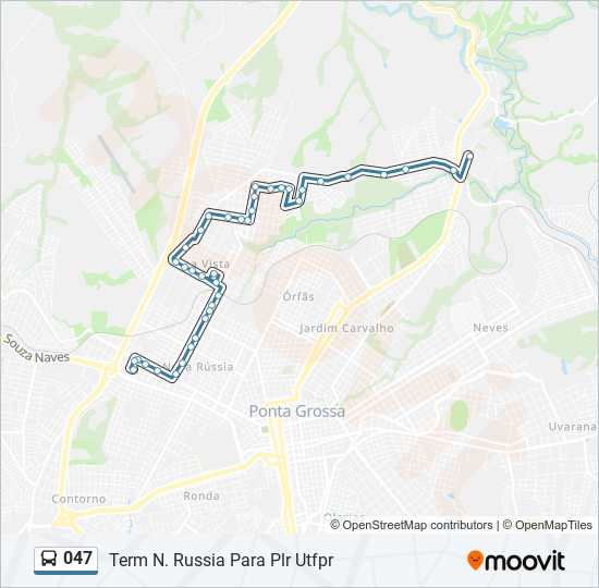 Mapa da linha 047 de ônibus