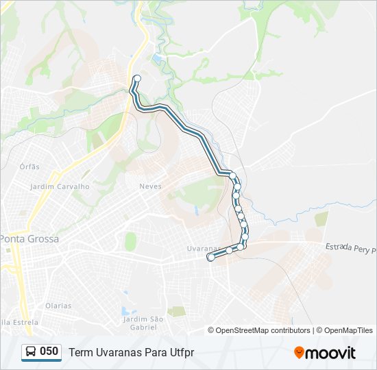 Mapa da linha 050 de ônibus