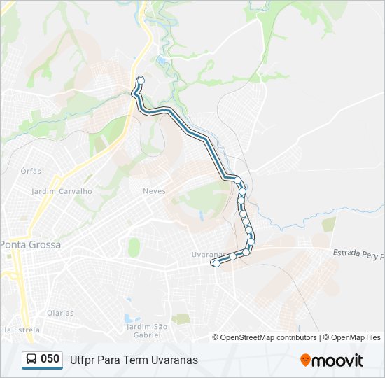 Mapa da linha 050 de ônibus