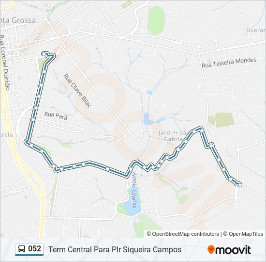 Mapa da linha 052 de ônibus