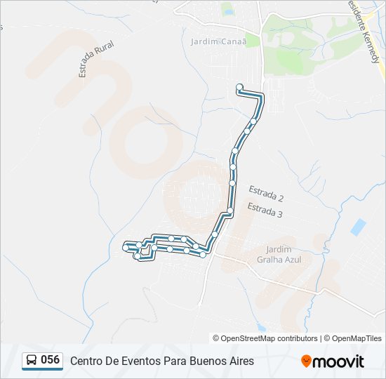 Mapa da linha 056 de ônibus