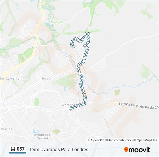 Mapa da linha 057 de ônibus