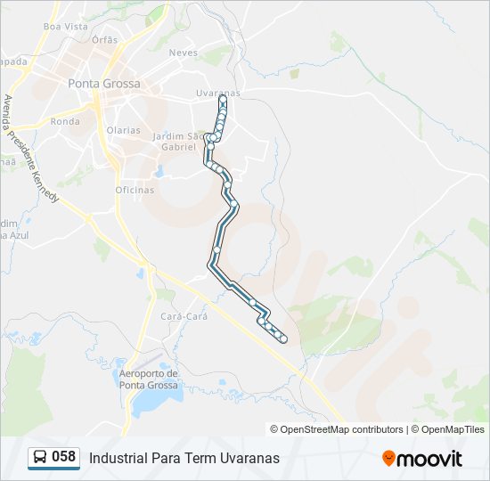Mapa da linha 058 de ônibus