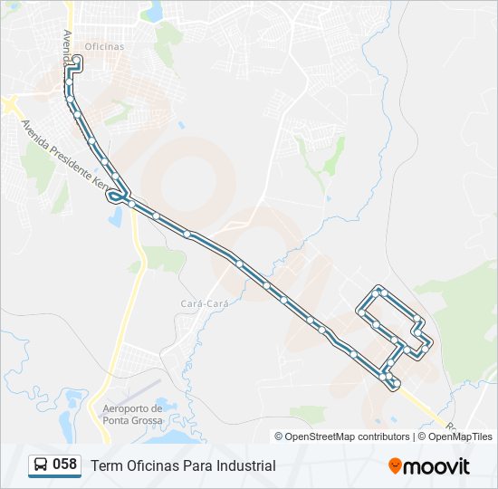 Mapa da linha 058 de ônibus
