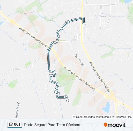 Mapa da linha 061 de ônibus