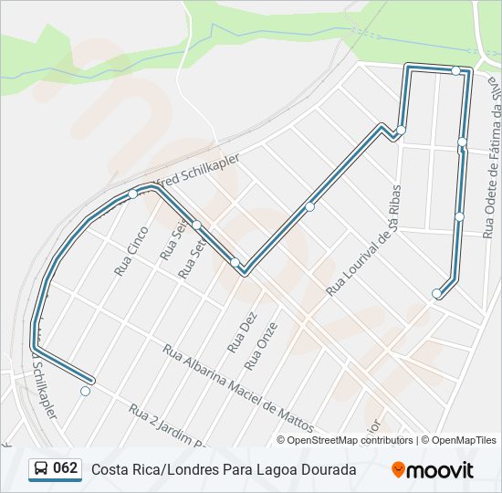 Mapa da linha 062 de ônibus