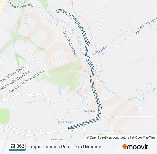 Mapa da linha 062 de ônibus