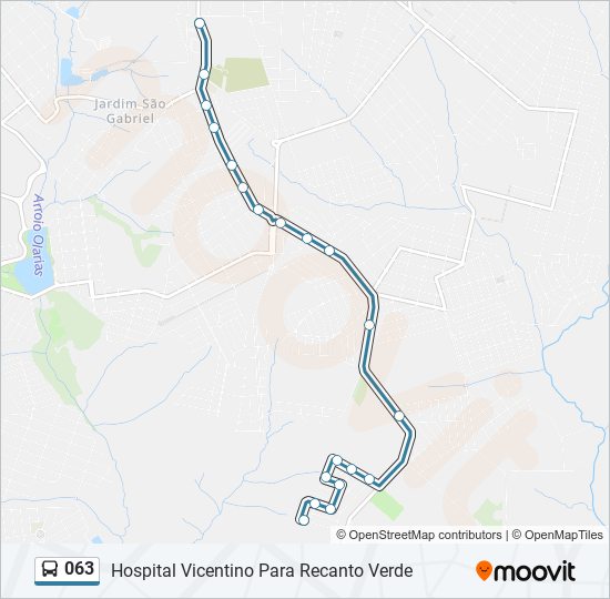 Mapa da linha 063 de ônibus