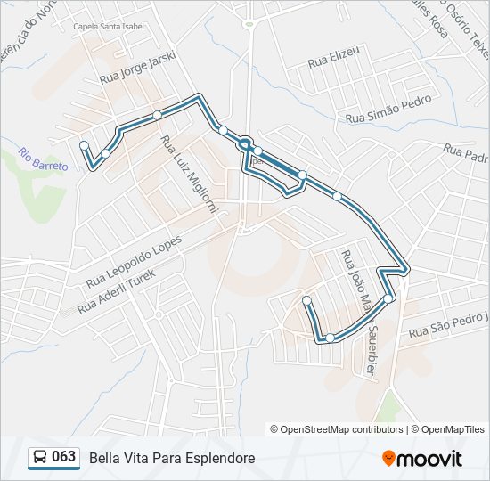 Mapa da linha 063 de ônibus