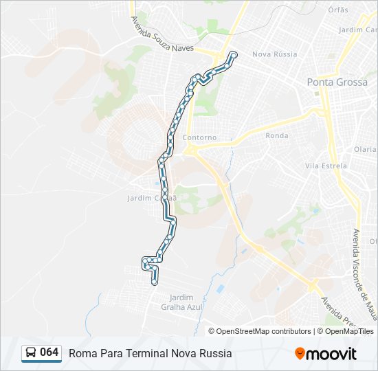 Mapa da linha 064 de ônibus