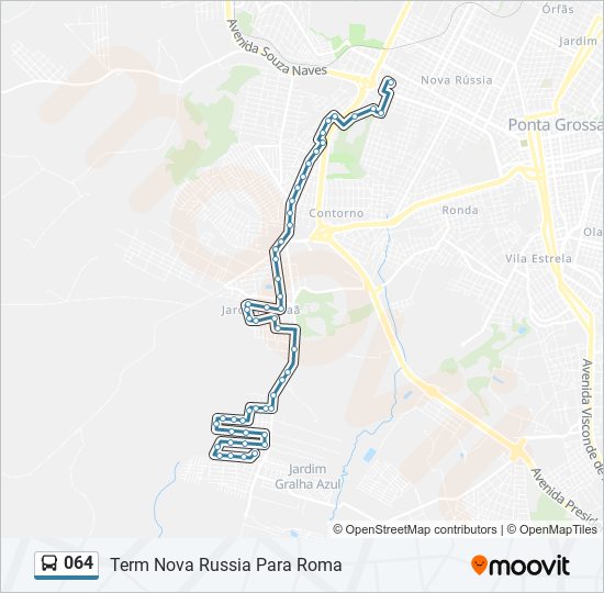 Mapa da linha 064 de ônibus