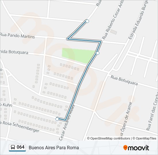 Mapa da linha 064 de ônibus