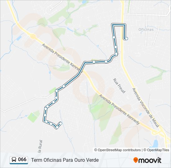 Mapa da linha 066 de ônibus