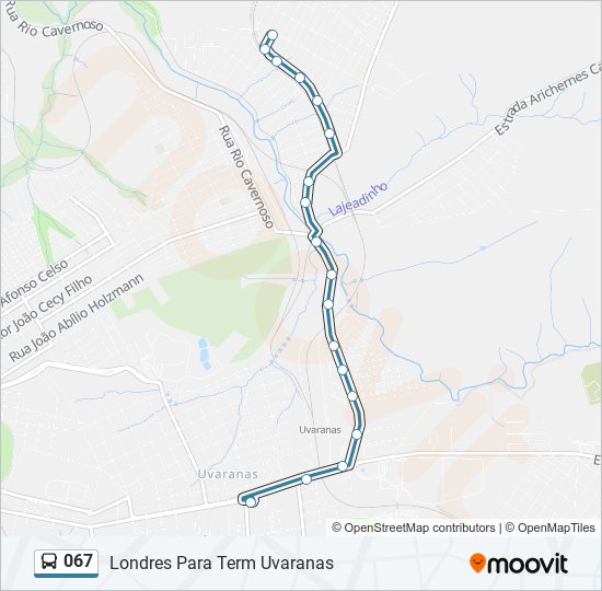 Mapa da linha 067 de ônibus