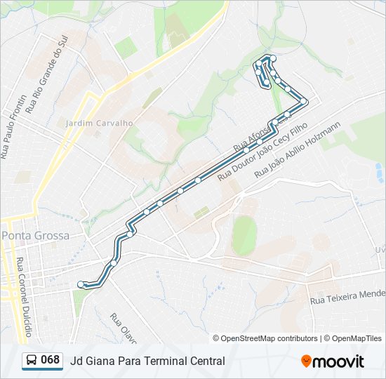 Mapa da linha 068 de ônibus
