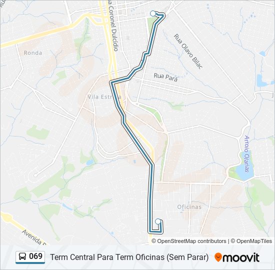 Mapa da linha 069 de ônibus