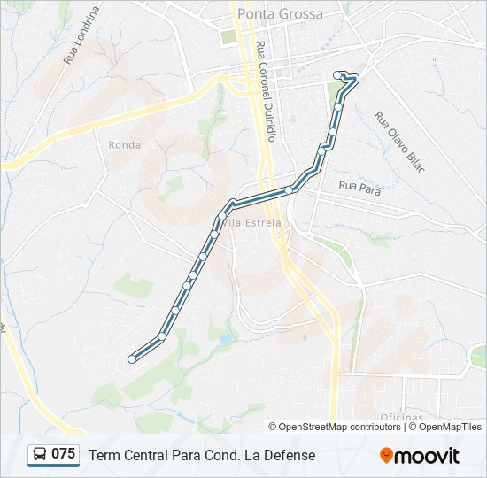 Mapa da linha 075 de ônibus