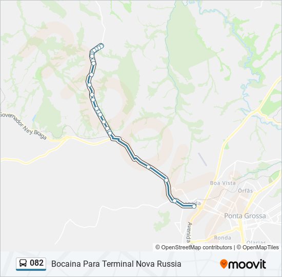Mapa da linha 082 de ônibus