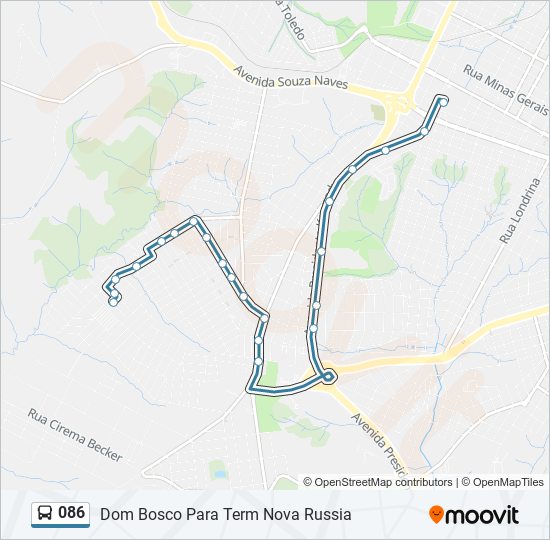 Mapa de 086 de autobús