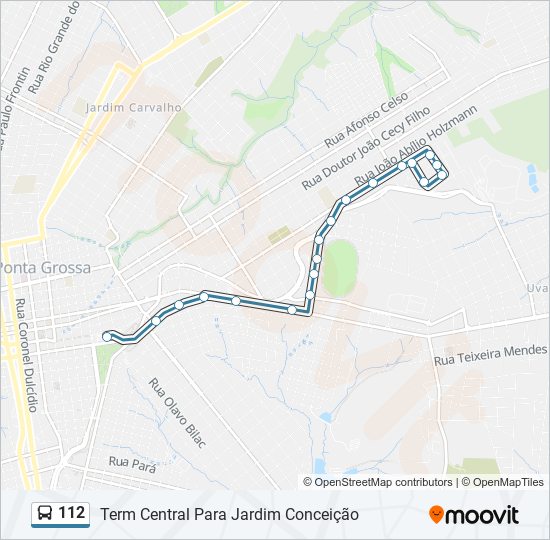 Mapa da linha 112 de ônibus