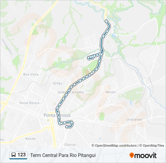 Mapa da linha 123 de ônibus