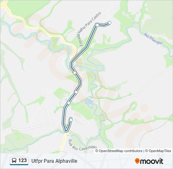 Mapa da linha 123 de ônibus