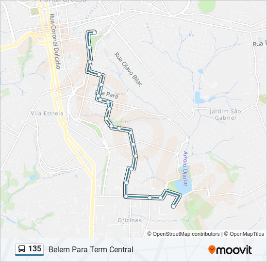 Mapa de 135 de autobús