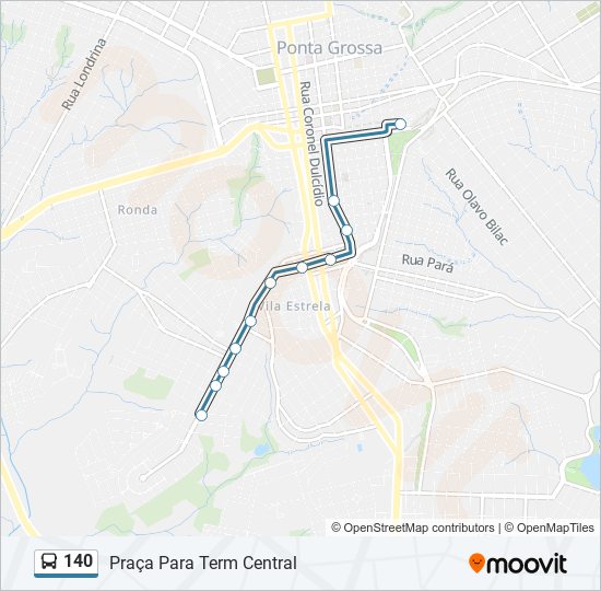 Mapa da linha 140 de ônibus