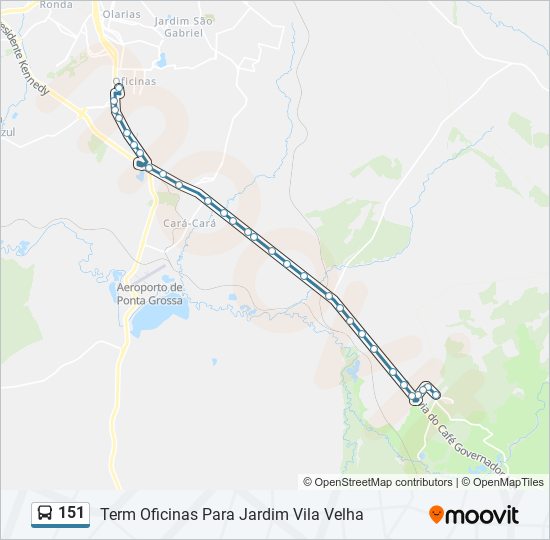 Mapa da linha 151 de ônibus