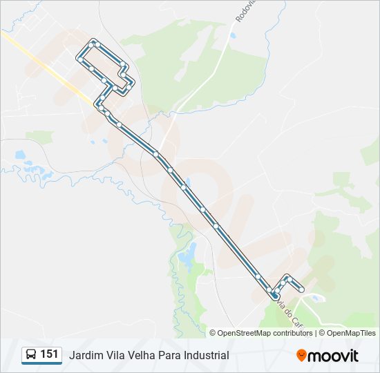 Mapa da linha 151 de ônibus