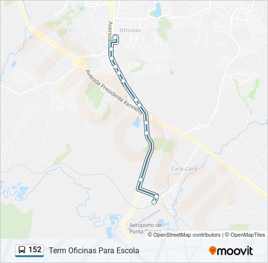 Mapa da linha 152 de ônibus