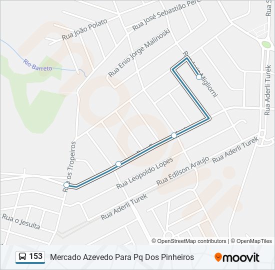 153 bus Line Map