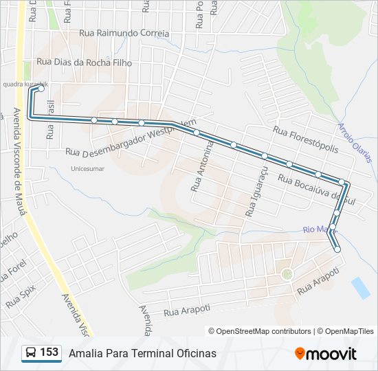 153 bus Line Map