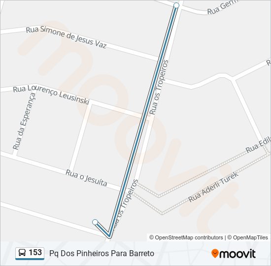 153 bus Line Map