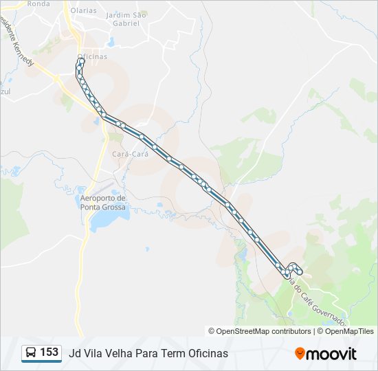 Mapa da linha 153 de ônibus
