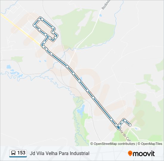Mapa da linha 153 de ônibus