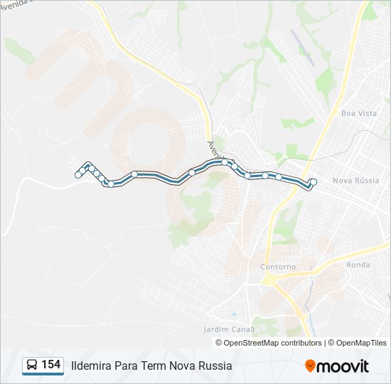 Mapa da linha 154 de ônibus