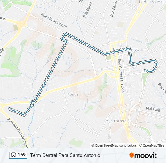 Mapa da linha 169 de ônibus